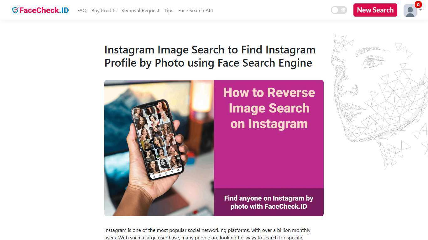 Instagram Image Search to Find Instagram Profile by Photo using Face Search Engine